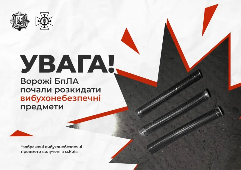 Ворожі БпЛА розкидають вибухонебезпечні предмети - ДСНС