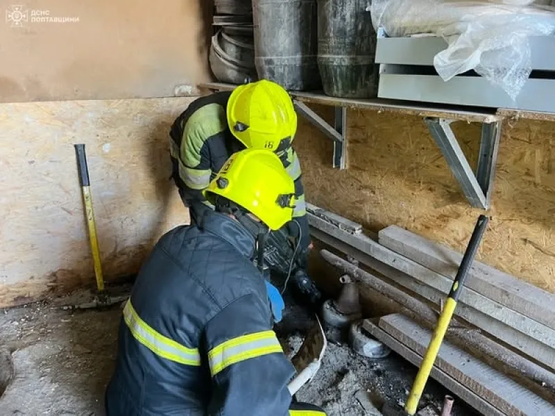 На Полтавщині пожежники з-під гаража врятували собаку