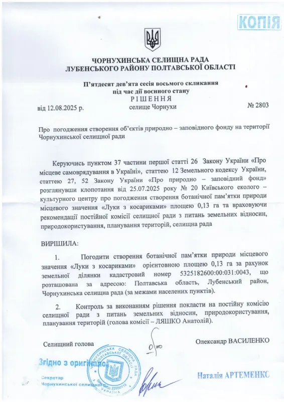 У Чорнухинській громаді створили ботанічну пам'ятку, щоб зберегти червонокнижні косарики