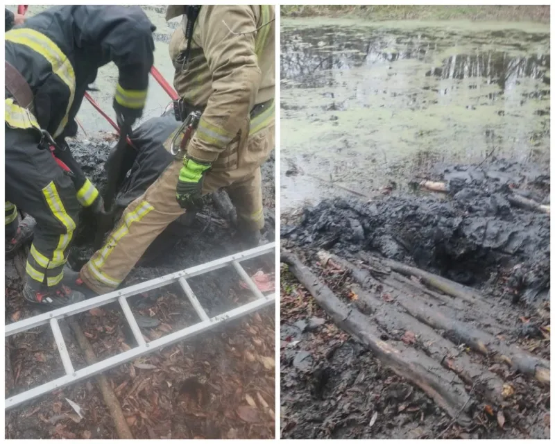 У Чорнухинській громаді рятувальники витягли чоловіка, який застряг у болоті