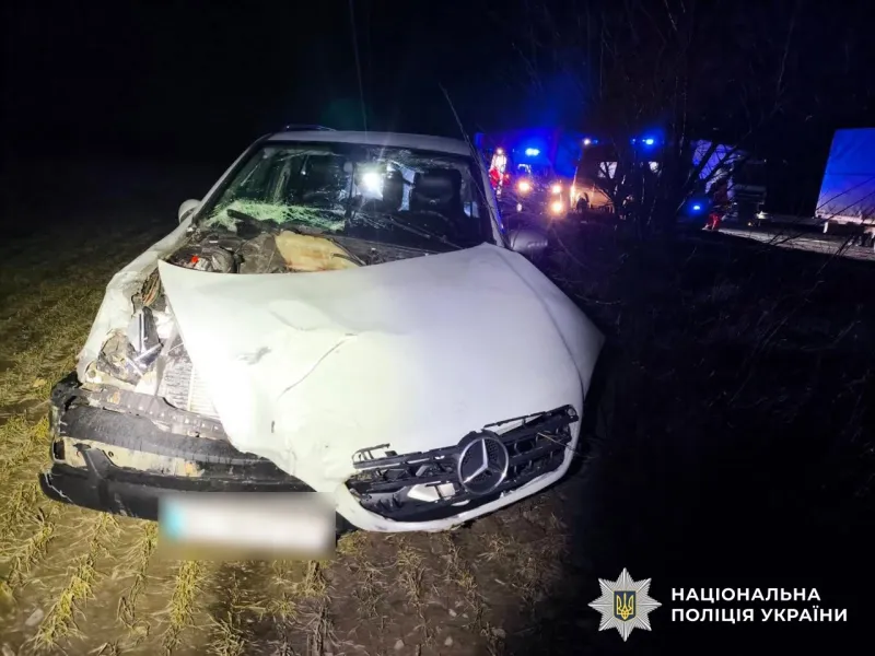 Біля Вільшанки Mercedes зіткнувся з вантажівкою, після чого людей збив Daf