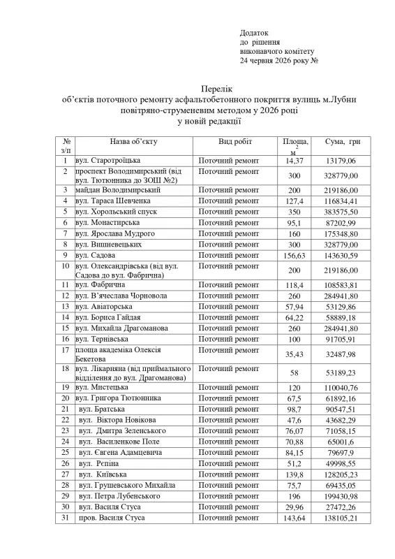 Ще понад 5 млн грн на дороги: у Лубнах розширили список вулиць для ремонту